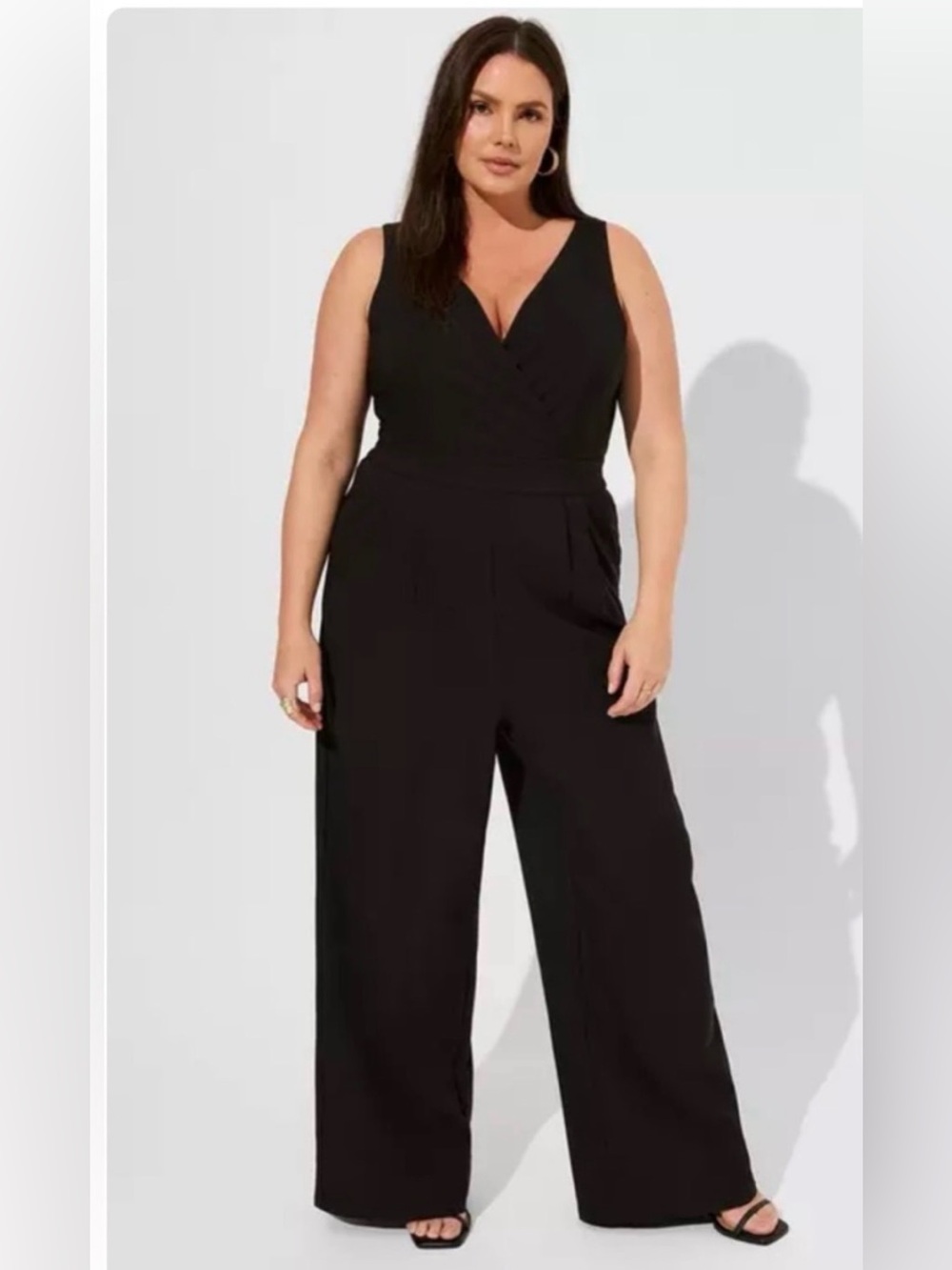 Torrid NWT Black Refined Crepe Surplice Sleeveless Jumpsuit